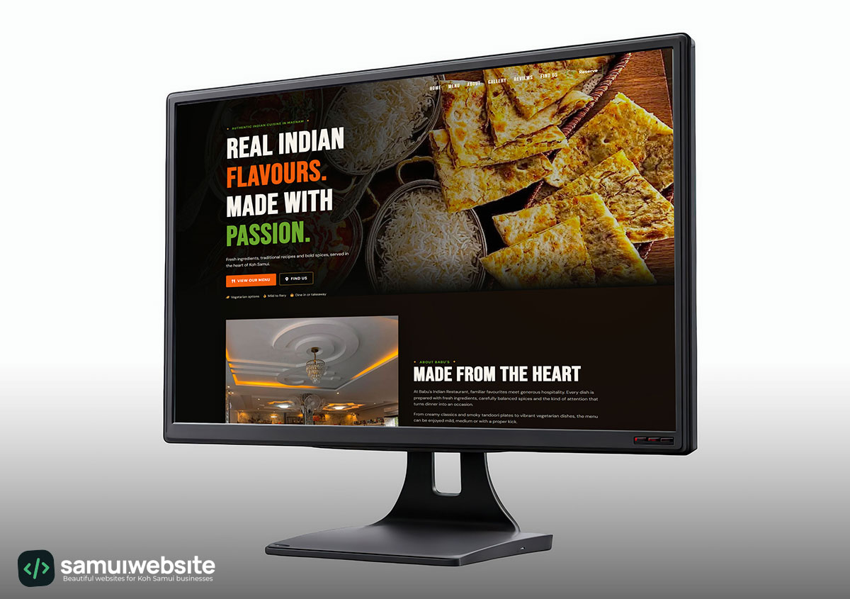 Babu's Indian Restaurant website preview
