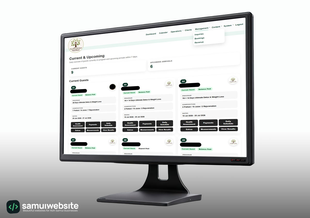 Custom retreat management system dashboard preview